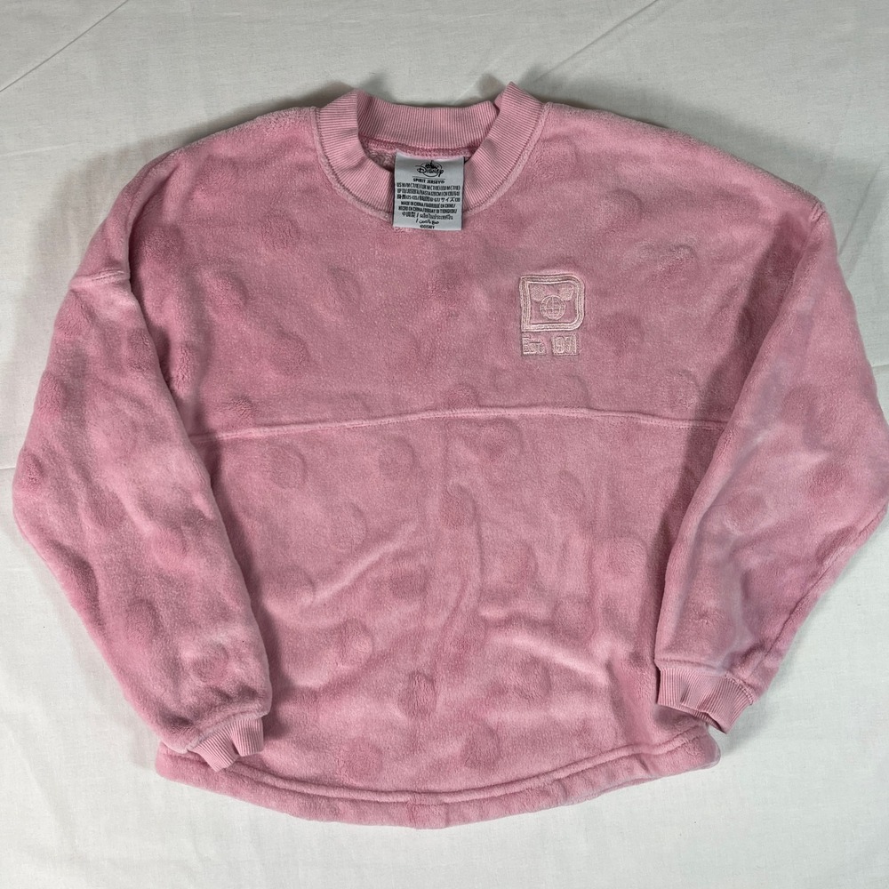 Disney Spirit Jersey Kids Medium 7/8 Pink Walt Disney World Fleece Polka Dot Exc